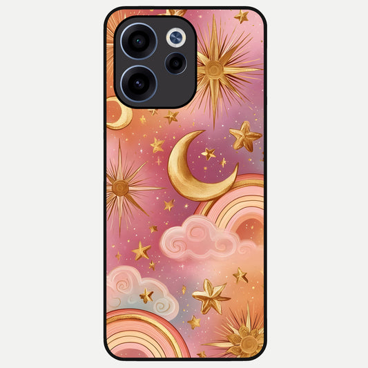  Golden Celestial Dreams Glass Case For Oppo Reno 15c back cover – full design glossy printed glass finish
