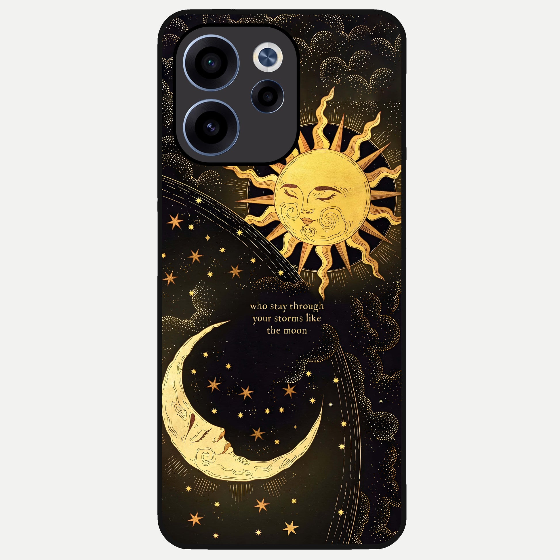  Golden Lunar Love Glass Case For Oppo Reno 15c back cover – full design glossy printed glass finish