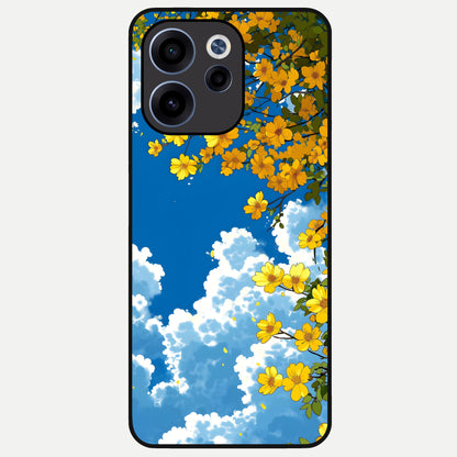  Golden Petal Sky Glass Case For Oppo Reno 15c back cover – full design glossy printed glass finish