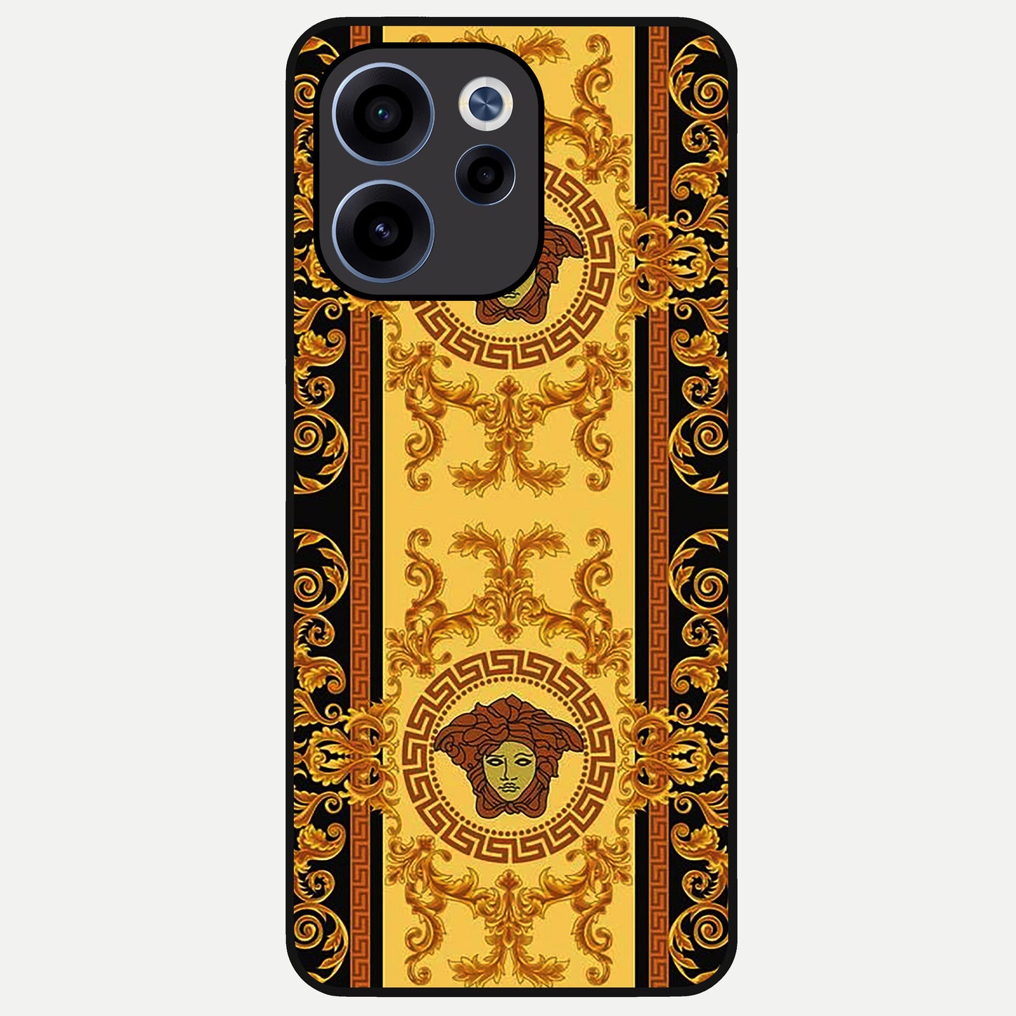  Golden Royal Heritage Glass Case For Oppo Reno 15c back cover – full design glossy printed glass finish