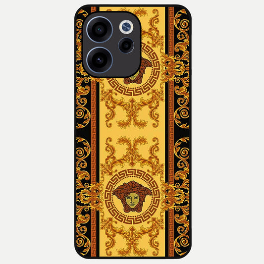  Golden Royal Heritage Glass Case For Oppo Reno 15c back cover – full design glossy printed glass finish