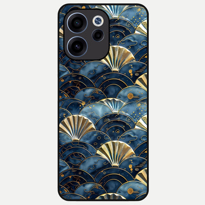  Golden Wave Luxe Glass Case For Oppo Reno 15c back cover – full design glossy printed glass finish