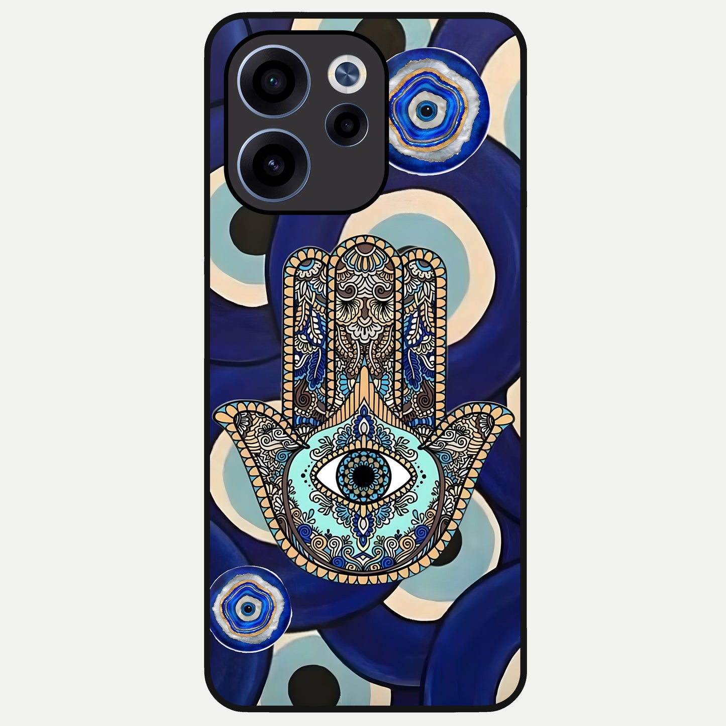  Hamsa Divine Guard Glass Case For Oppo Reno 15c back cover – full design glossy printed glass finish