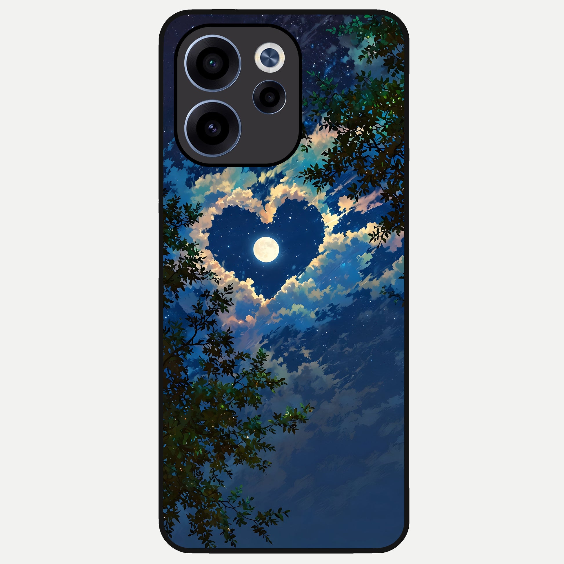  Heart With Moon Sky Glass Case For Oppo Reno 15c back cover – full design glossy printed glass finish