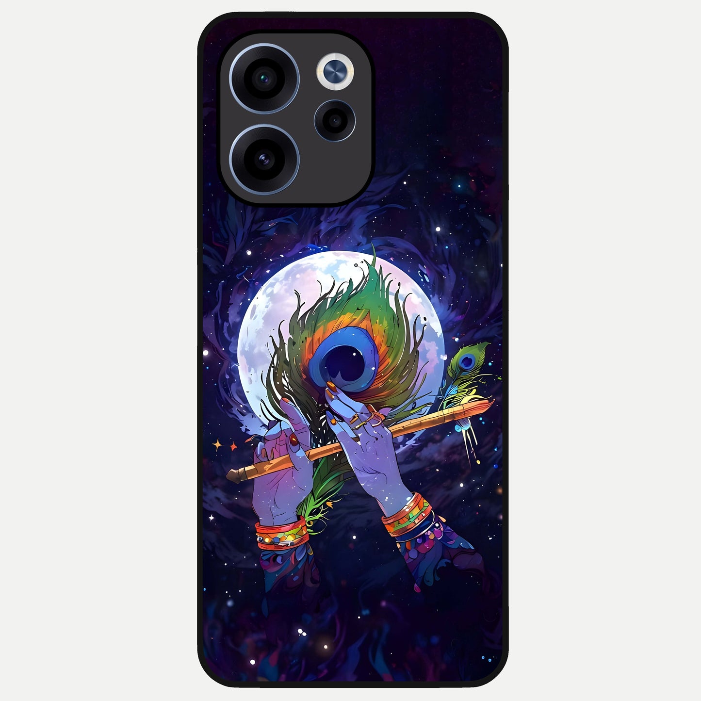  Krishna Hands Art Glass Case For Oppo Reno 15c back cover – full design glossy printed glass finish