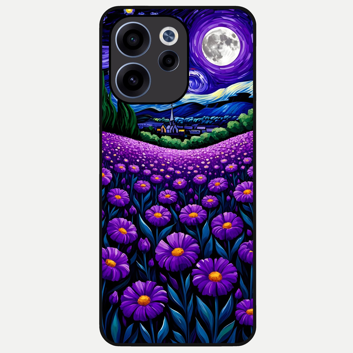  Lavender Moon Field Glass Case For Oppo Reno 15c back cover – full design glossy printed glass finish