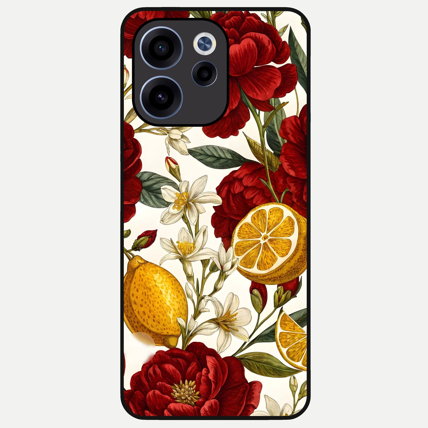  Lemon Rose Charm Glass Case For Oppo Reno 15c back cover – full design glossy printed glass finish