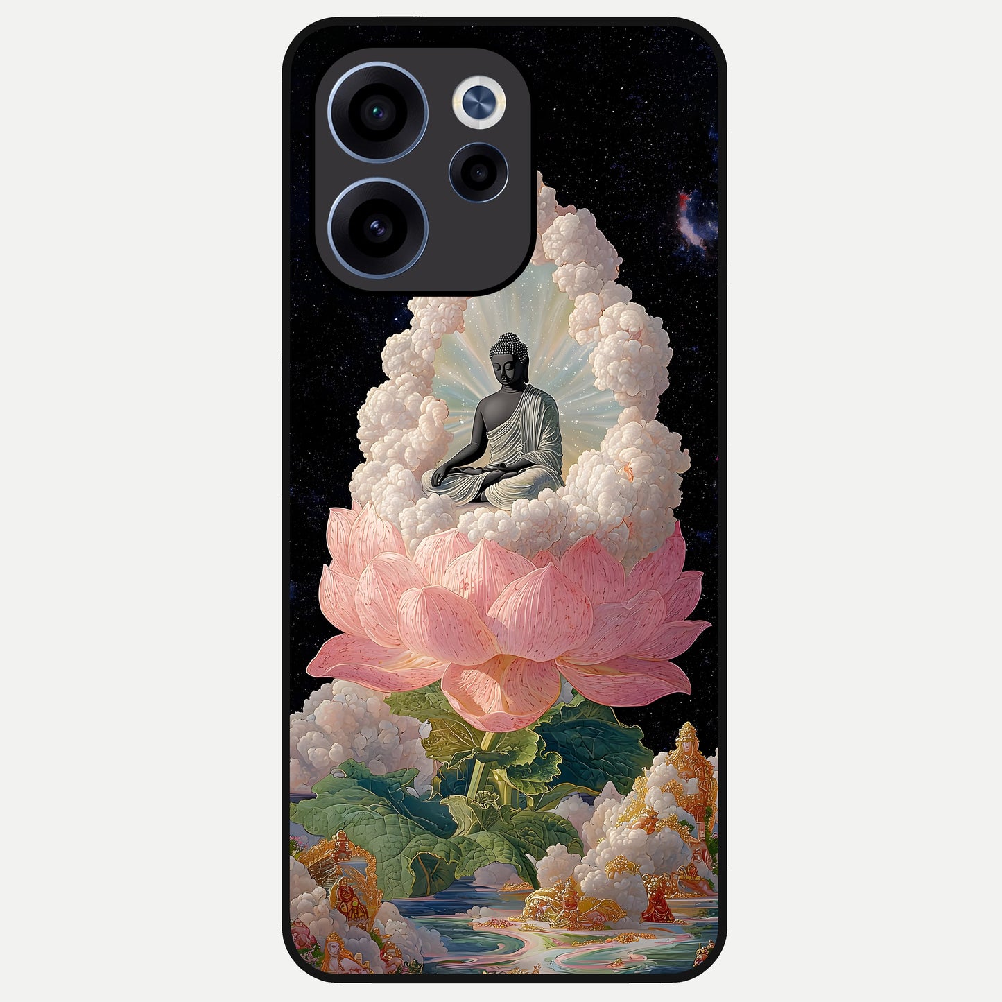  Lotus Divine Peace Glass Case For Oppo Reno 15c back cover – full design glossy printed glass finish