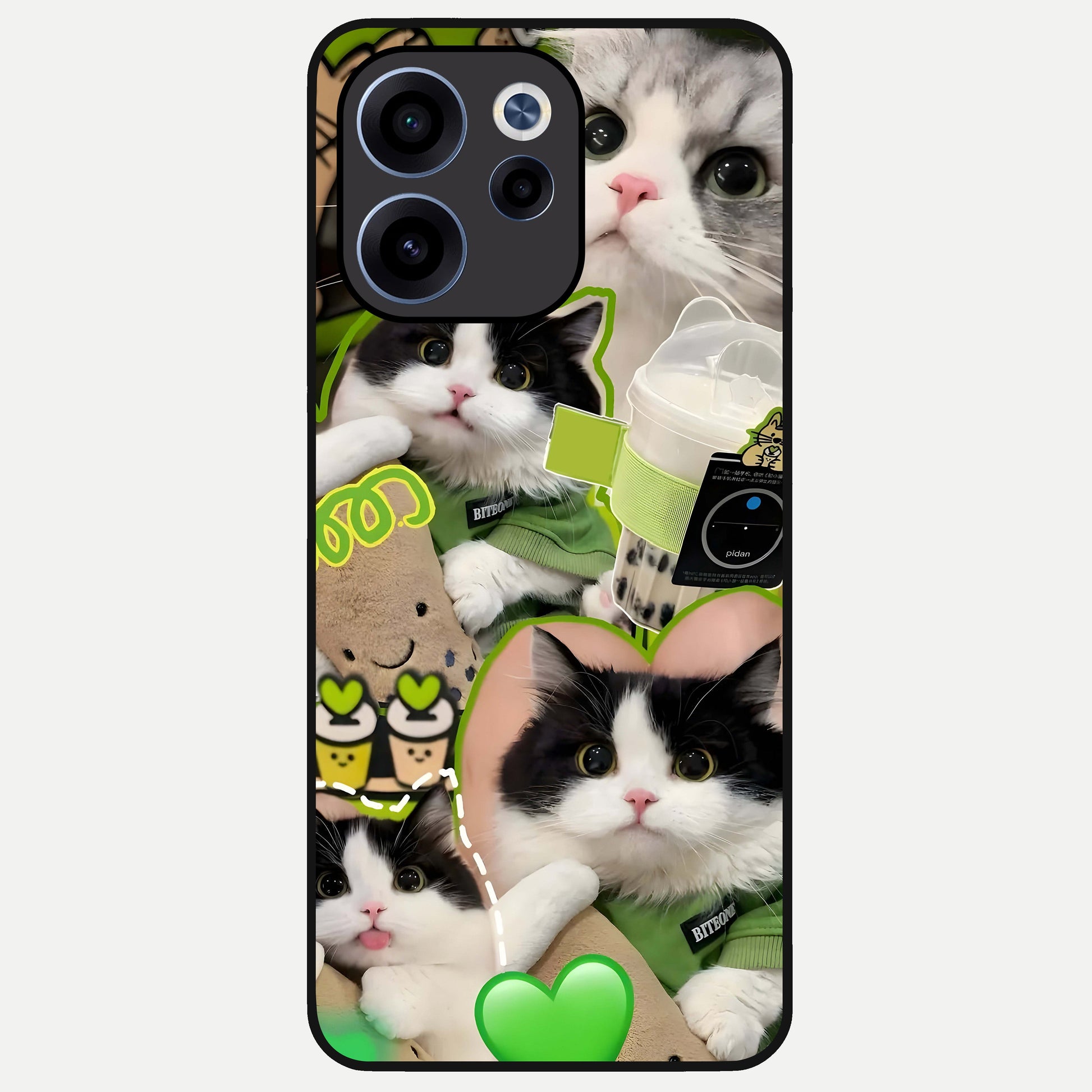  Matcha Cats Mood Glass Case For Oppo Reno 15c back cover – full design glossy printed glass finish