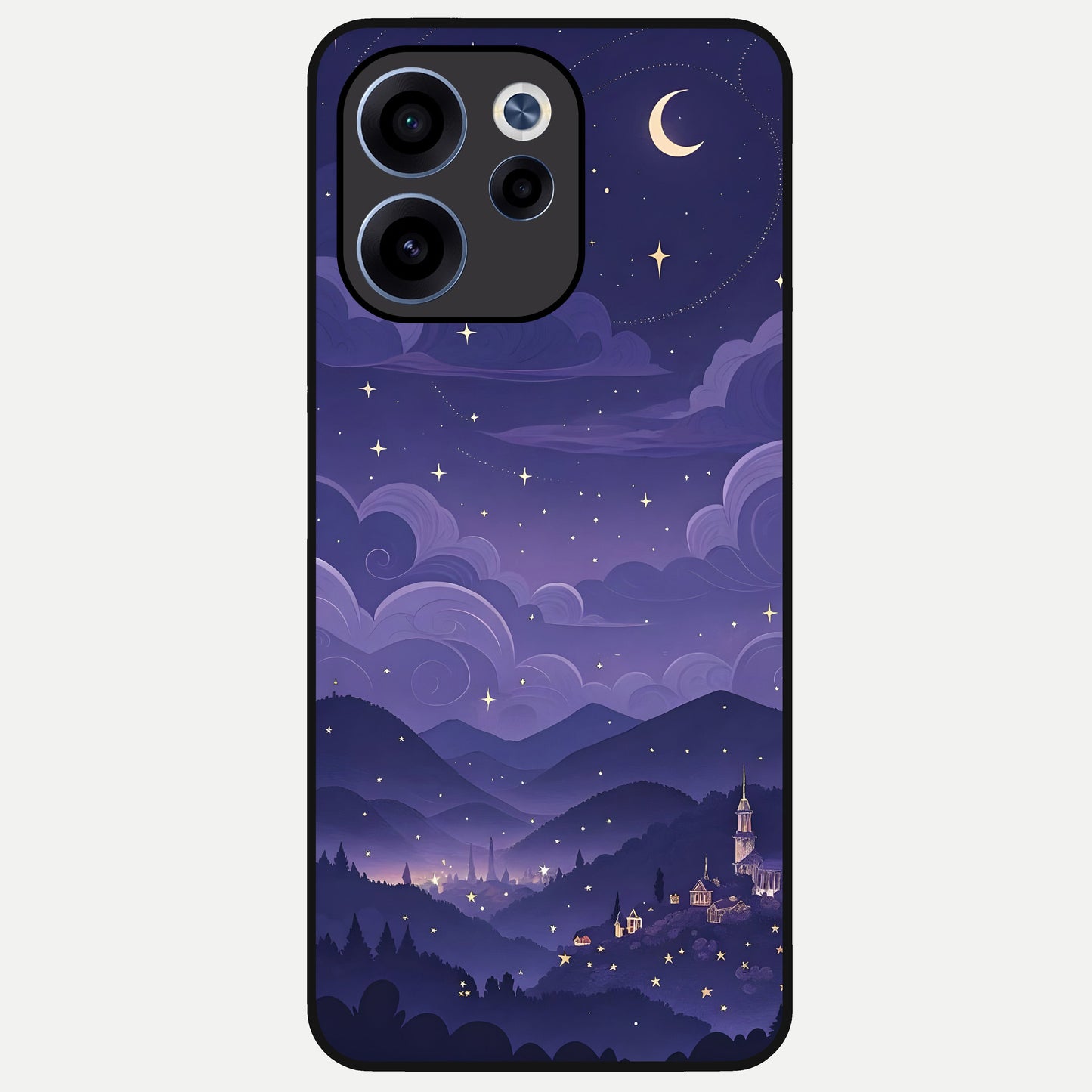  Minimal Night View Glass Case For Oppo Reno 15c back cover – full design glossy printed glass finish