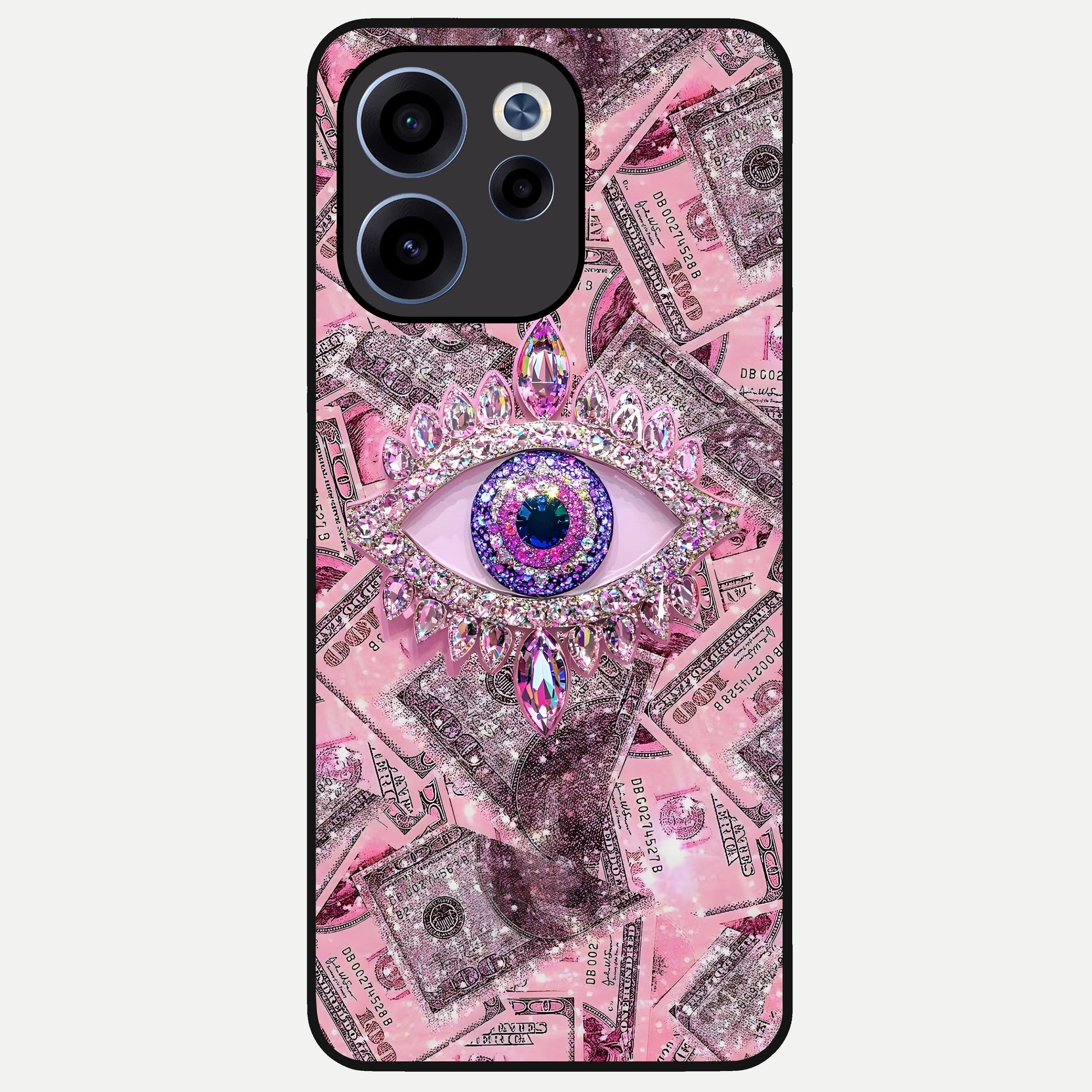  Money Eye Luxe Glass Case For Oppo Reno 15c back cover – full design glossy printed glass finish