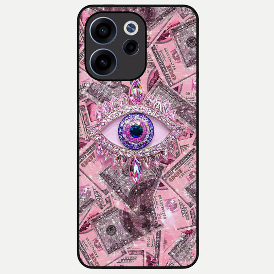  Money Eye Luxe Glass Case For Oppo Reno 15c back cover – full design glossy printed glass finish