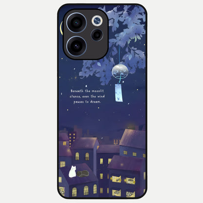  Moonlit Cat Silence Glass Case For Oppo Reno 15c back cover – full design glossy printed glass finish