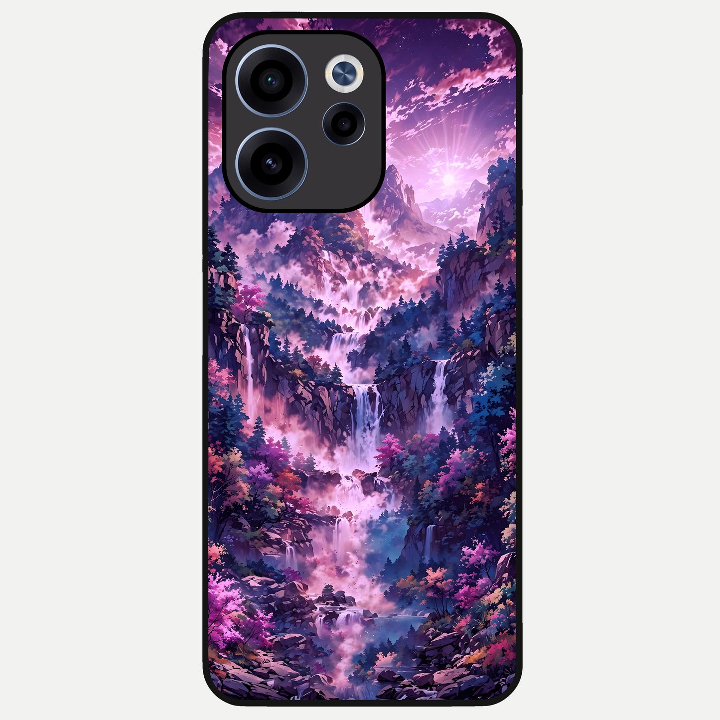  Mystic Cascade Peaks Glass Case For Oppo Reno 15c back cover – full design glossy printed glass finish