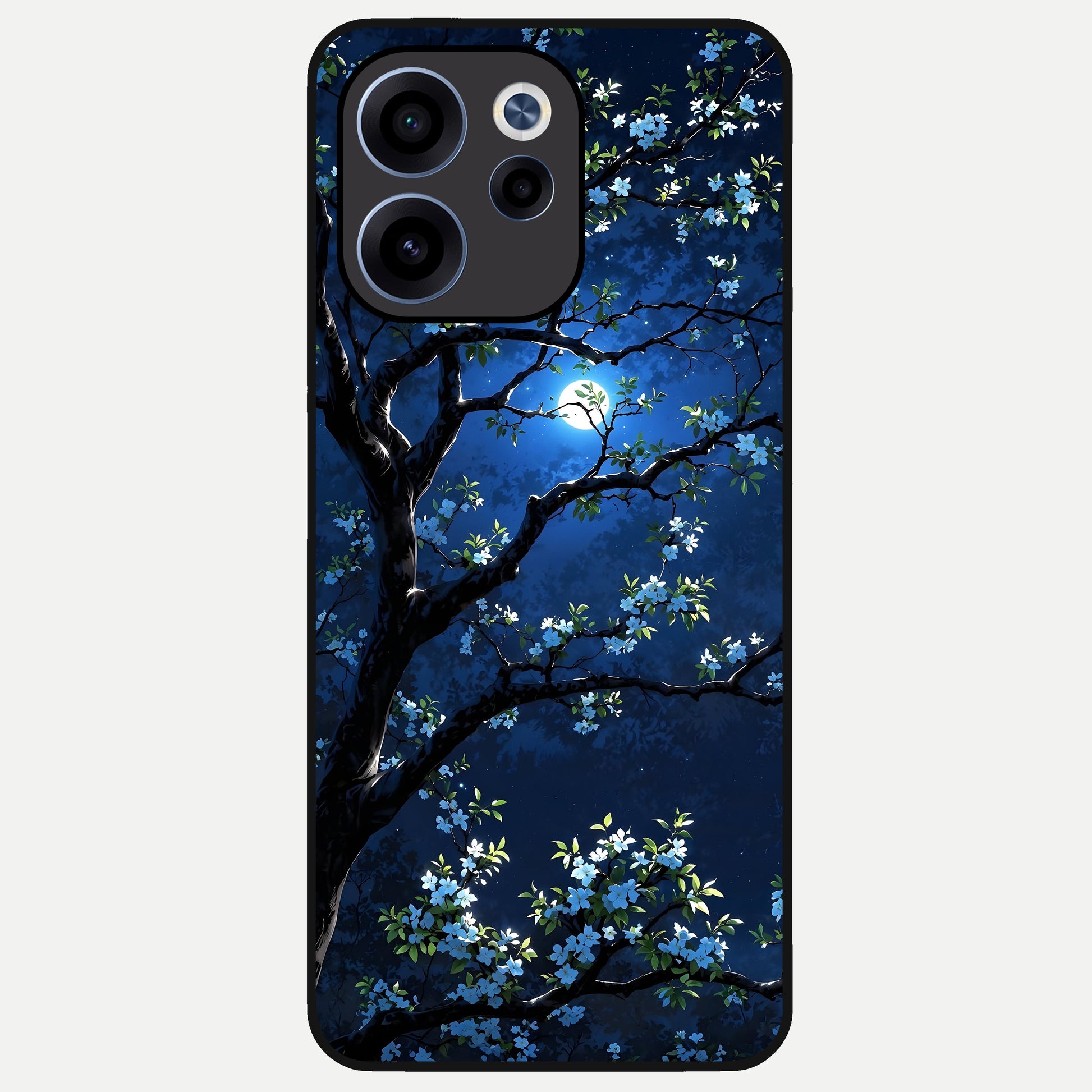  Mystic Floral Night Glass Case For Oppo Reno 15c back cover – full design glossy printed glass finish