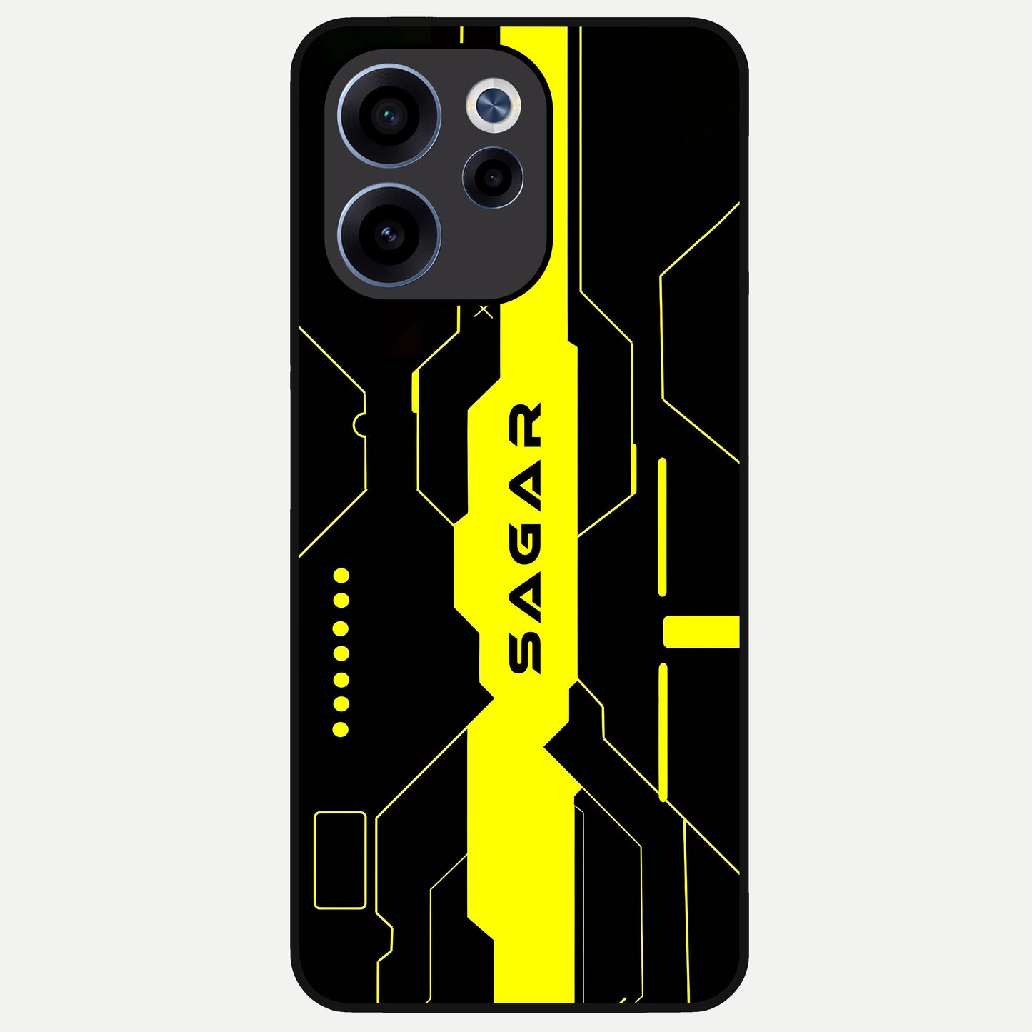  Neon CYBERPUNK Custom Name Glass Case For Oppo Reno 15c back cover – full design glossy printed glass finish