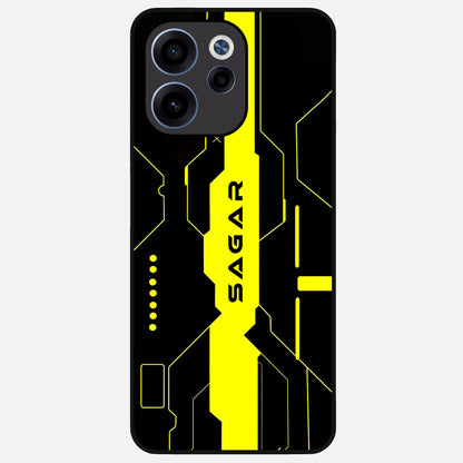  Neon CYBERPUNK Custom Name Glass Case For Oppo Reno 15c back cover – full design glossy printed glass finish