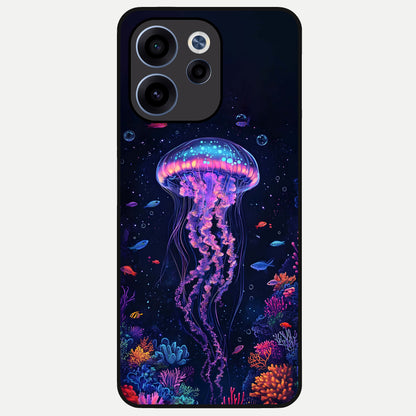  Neon Jellyfish Glass Case For Oppo Reno 15c back cover – full design glossy printed glass finish