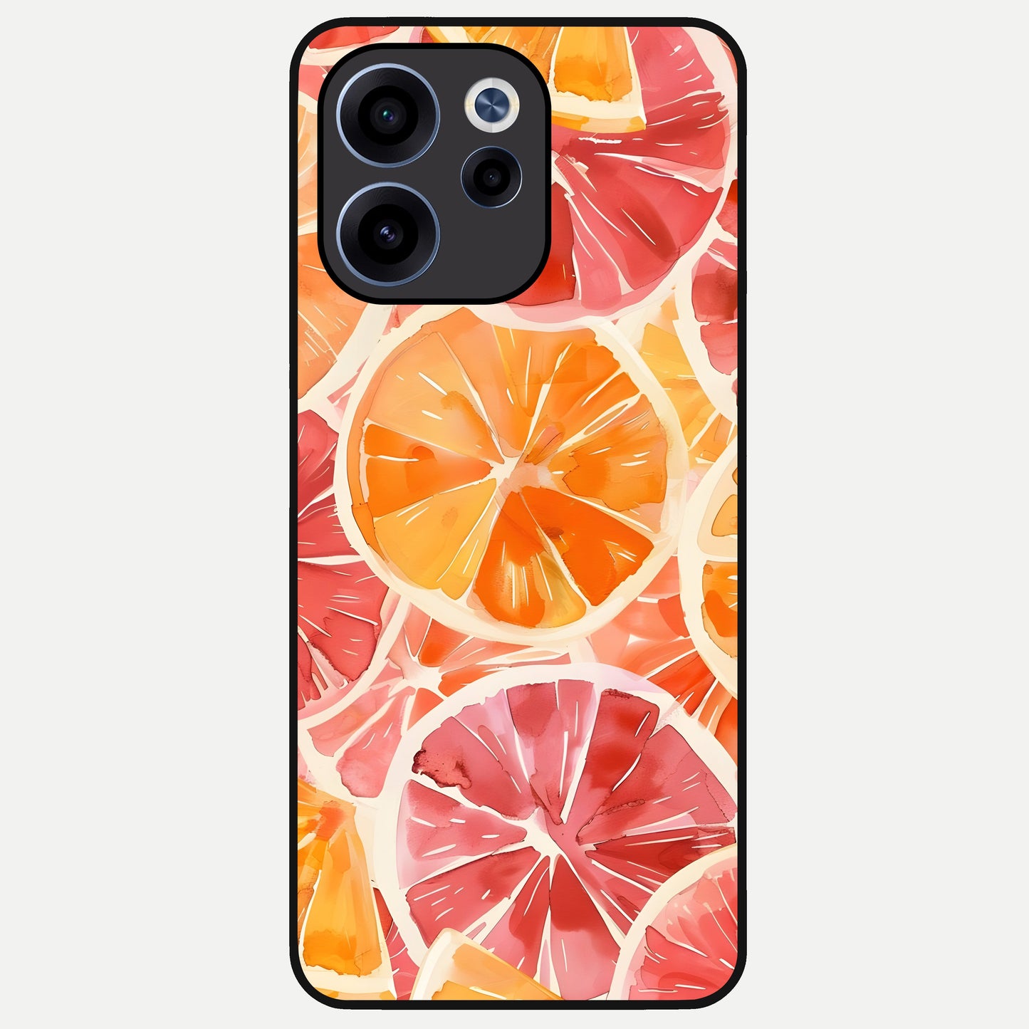  Orange Fruits Pattern Glass Case For Oppo Reno 15c back cover – full design glossy printed glass finish