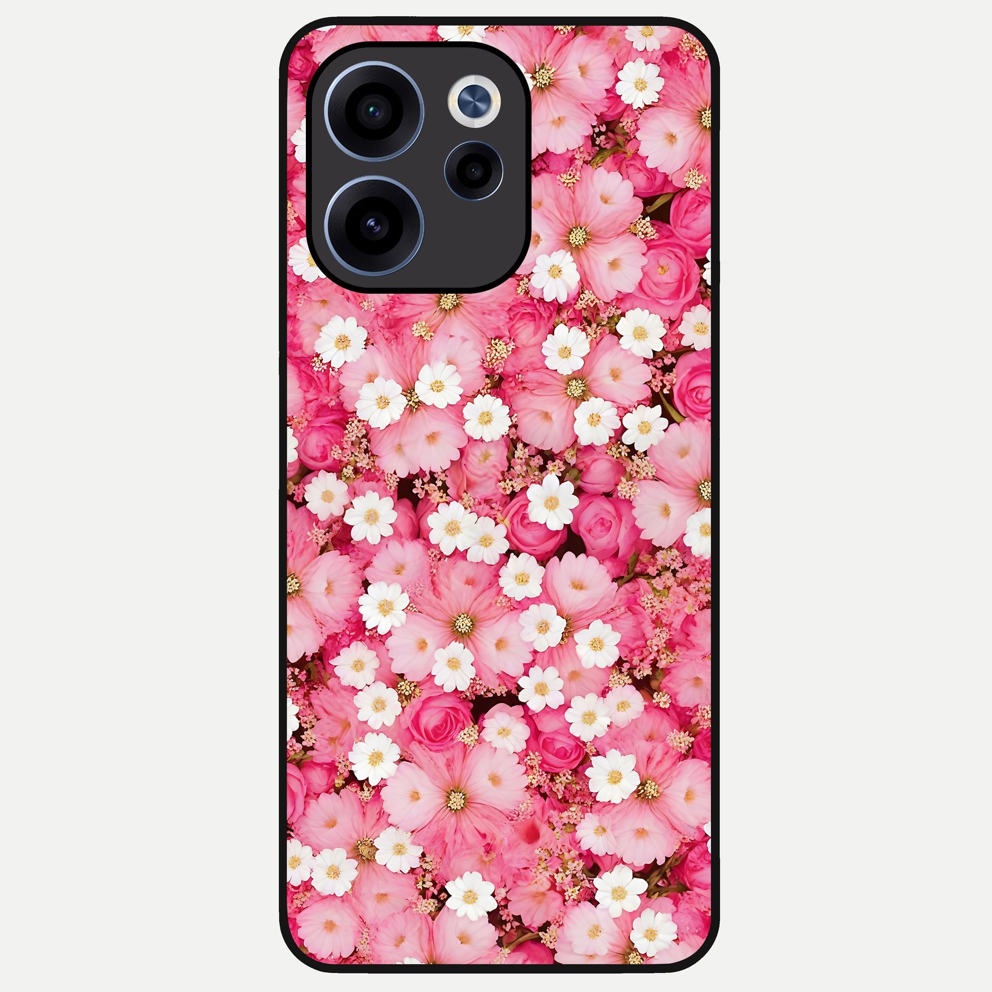  Pink Daisy Bliss Glass Case For Oppo Reno 15c back cover – full design glossy printed glass finish
