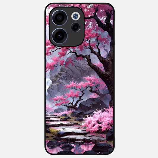  Pink Sunflower Glow Glass Case For Oppo Reno 15c back cover – full design glossy printed glass finish