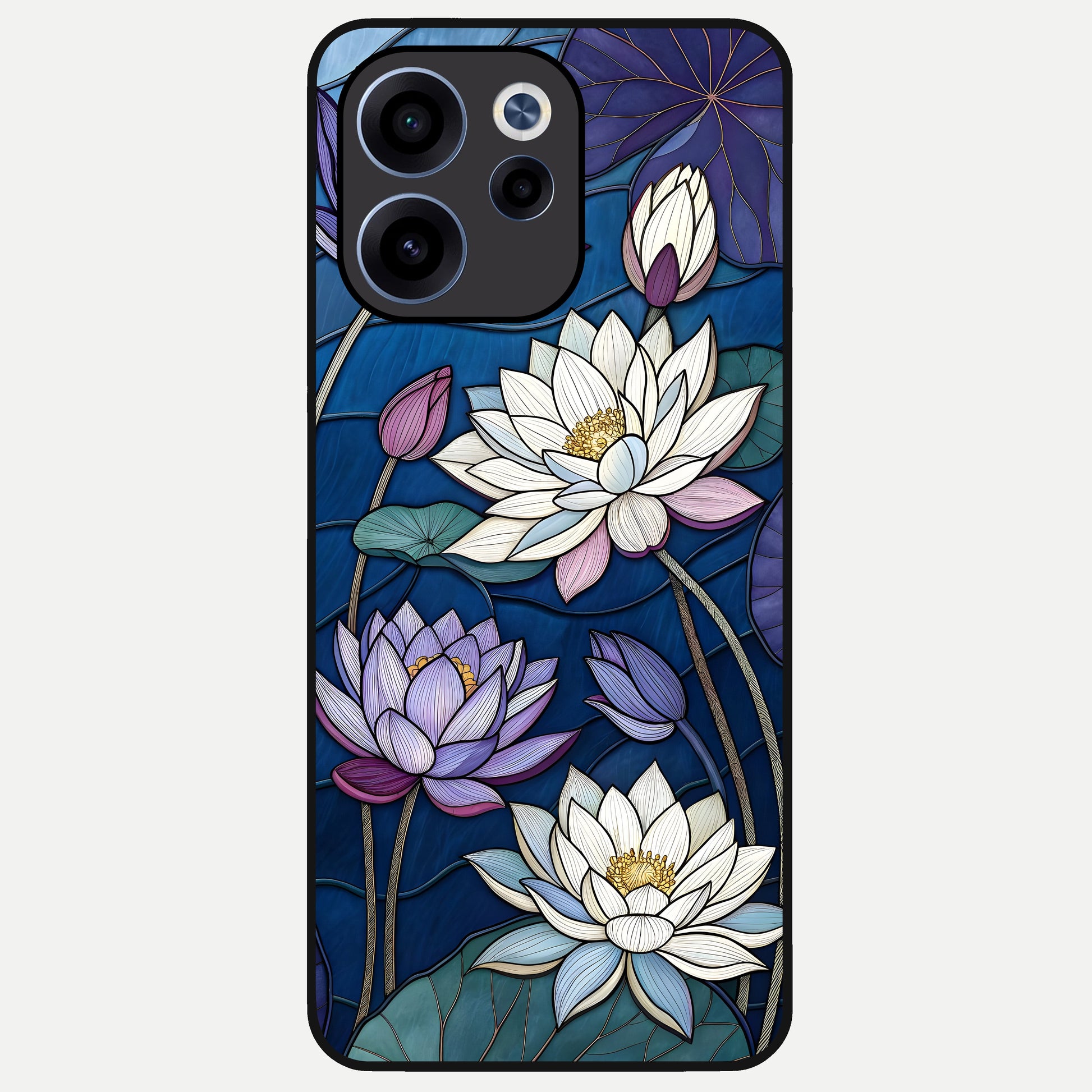  Purple Lotus Stained Glass Case For Oppo Reno 15c back cover – full design glossy printed glass finish