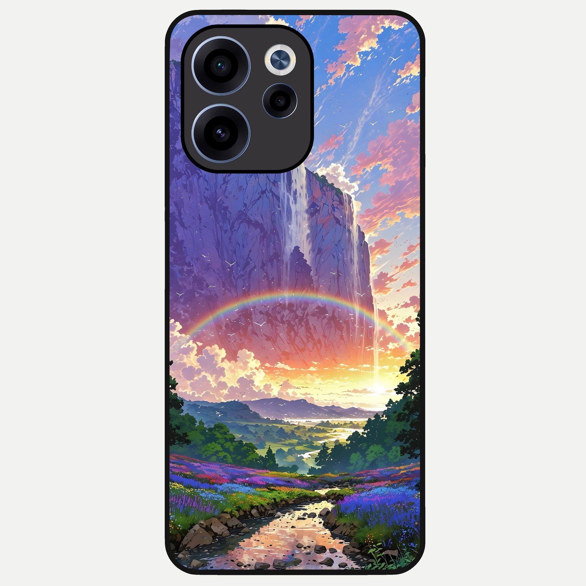  Rainbow Valley Dream Glass Case For Oppo Reno 15c back cover – full design glossy printed glass finish