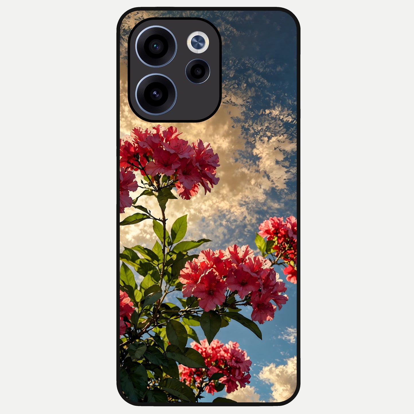  Red Bloom Skies Glass Case For Oppo Reno 15c back cover – full design glossy printed glass finish