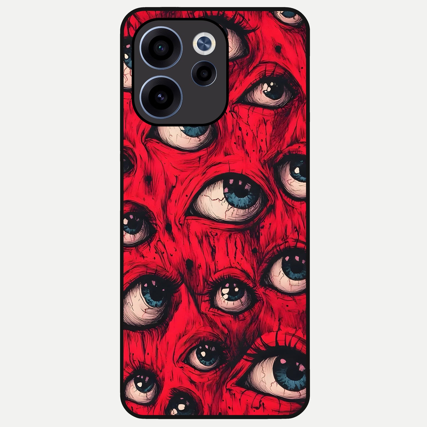  Red Eyes Pattern Glass Case For Oppo Reno 15c back cover – full design glossy printed glass finish