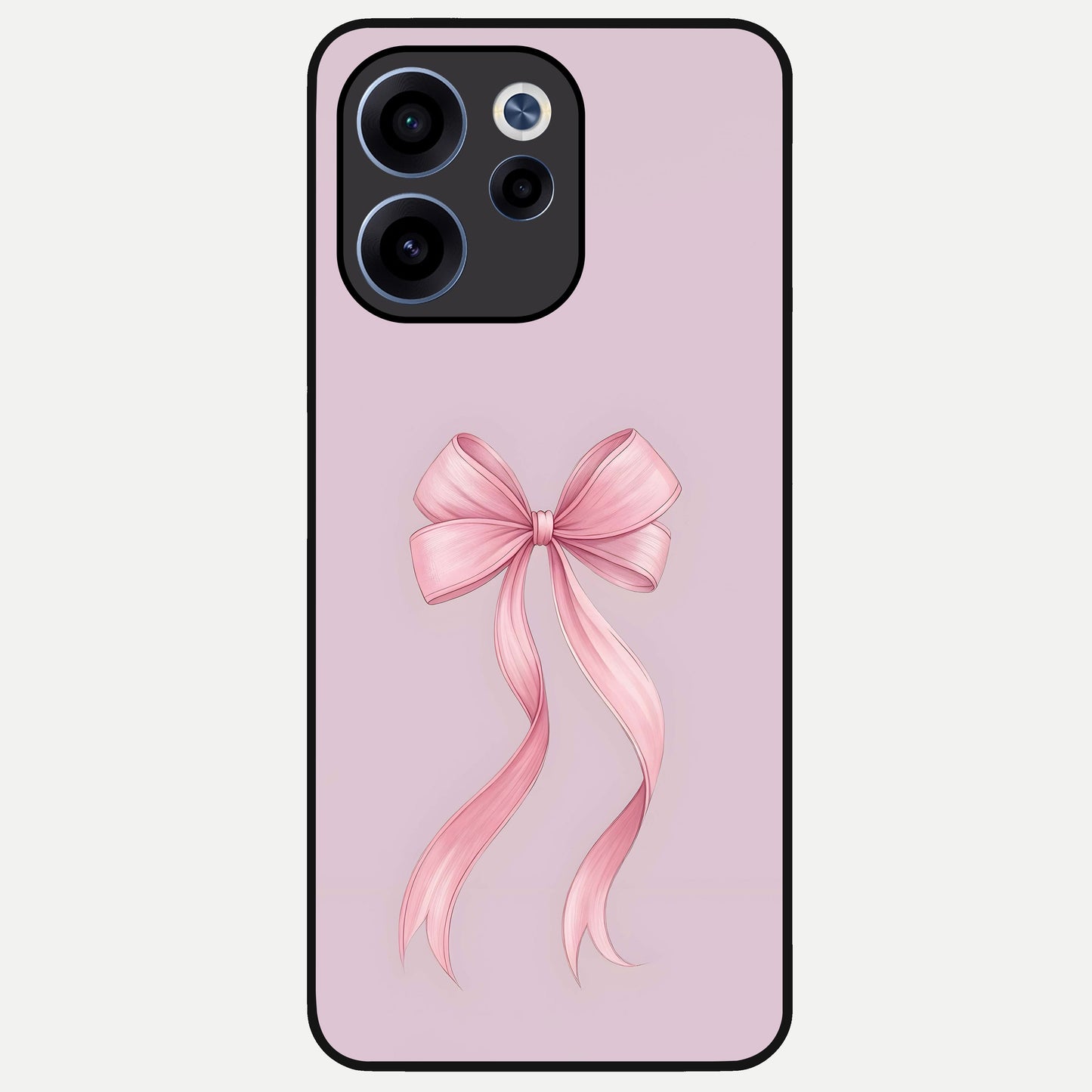  Soft Blush Bow Glass Case For Oppo Reno 15c back cover – full design glossy printed glass finish