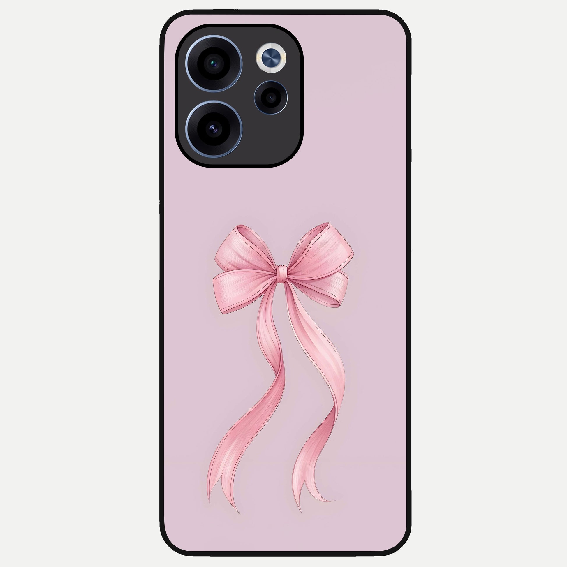  Soft Blush Bow Glass Case For Oppo Reno 15c back cover – full design glossy printed glass finish