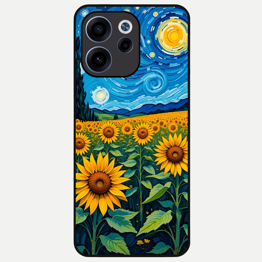  Starry Sunflower Dreams Glass Case For Oppo Reno 15c back cover – full design glossy printed glass finish