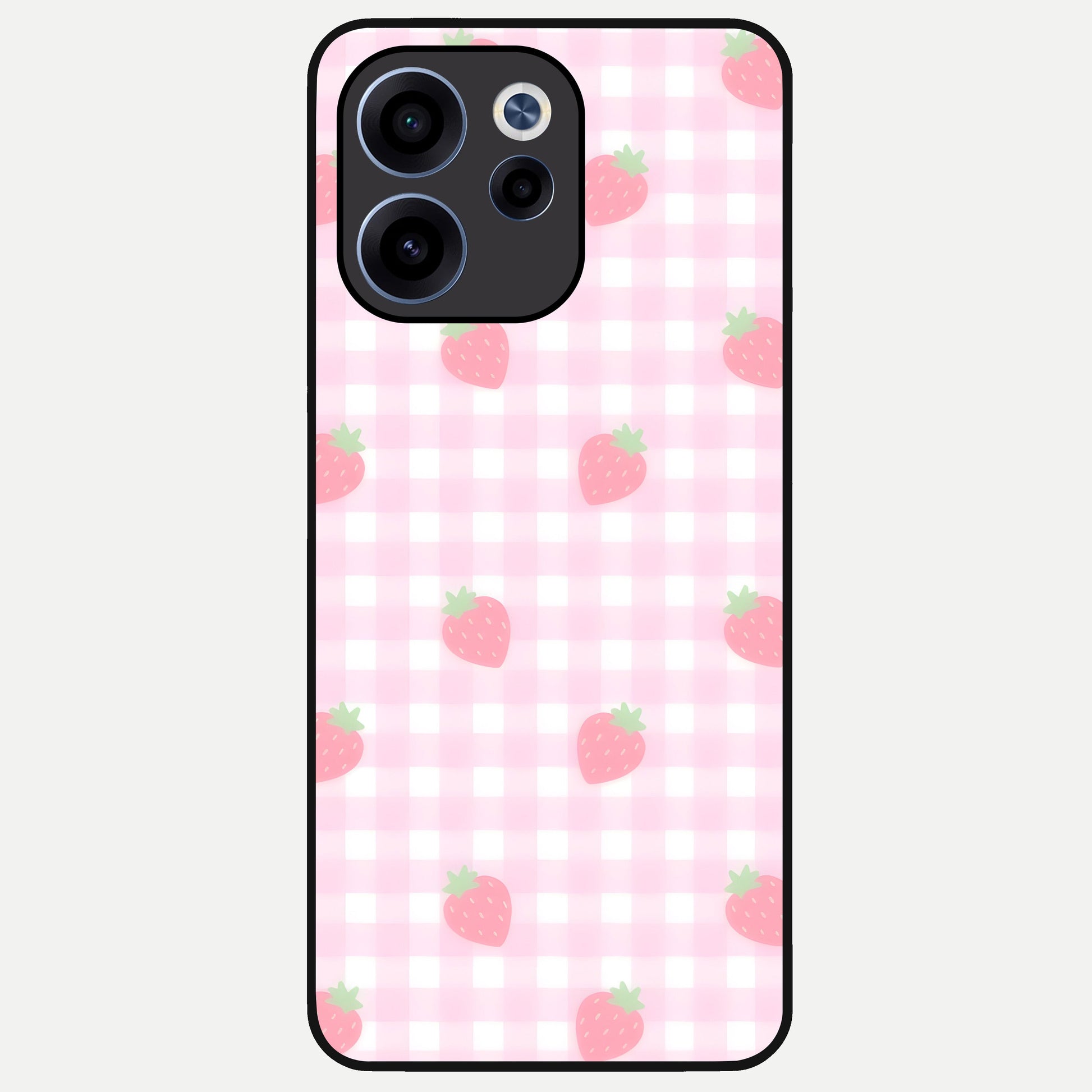  Strawberry Picnic Love Glass Case For Oppo Reno 15c back cover – full design glossy printed glass finish