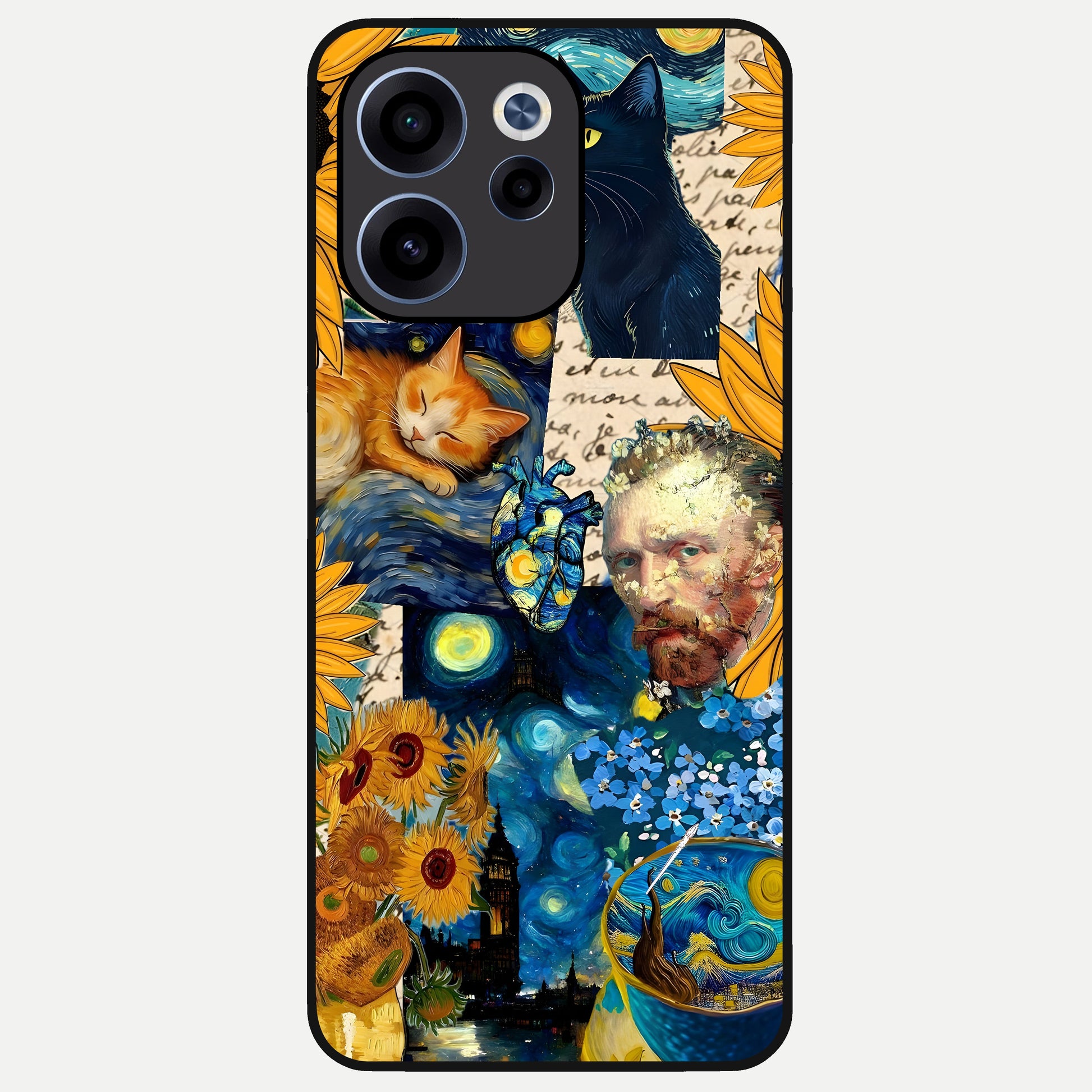  Sunflower Chic Mood Custom Name Glass Case For Oppo Reno 15c back cover – full design glossy printed glass finish