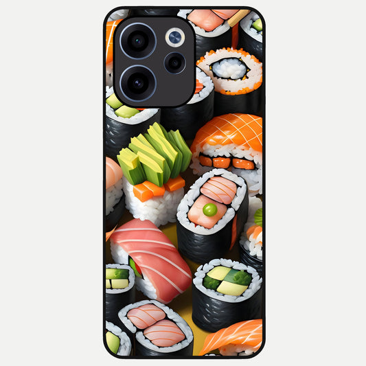  Sushi Food Pattern Glass Case For Oppo Reno 15c back cover – full design glossy printed glass finish