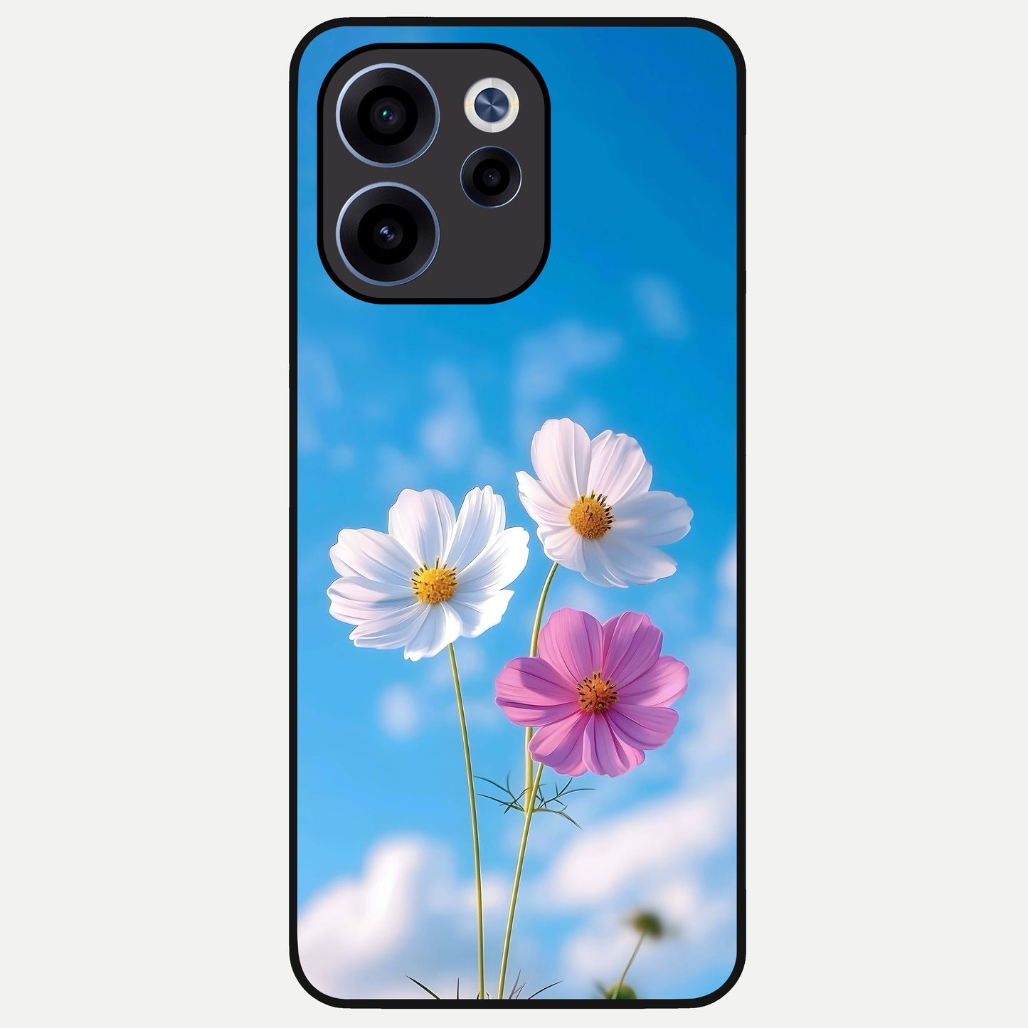  Tripple Flowers With Sky Glass Case For Oppo Reno 15c back cover – full design glossy printed glass finish