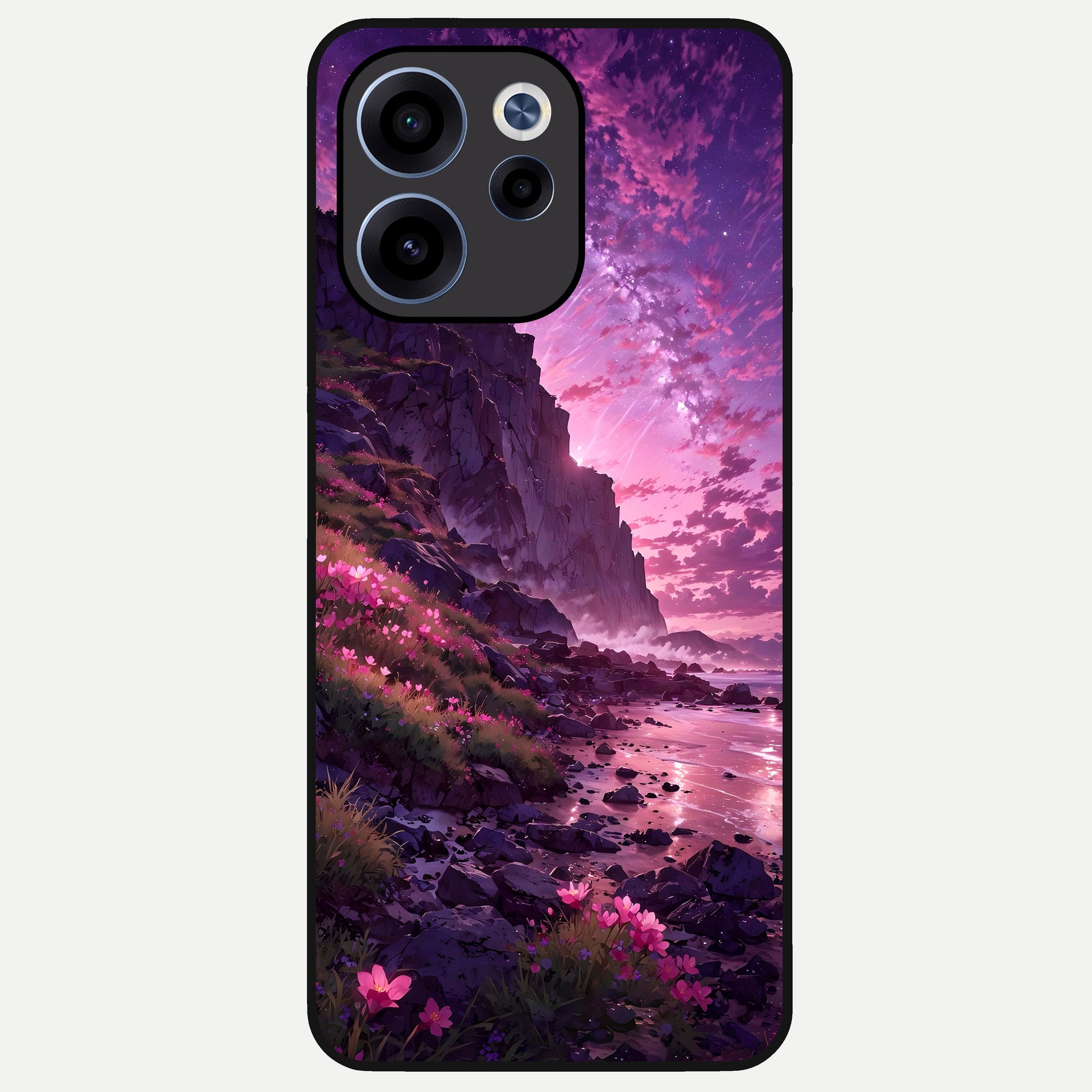  Twilight Blossom Coast Glass Case For Oppo Reno 15c back cover – full design glossy printed glass finish