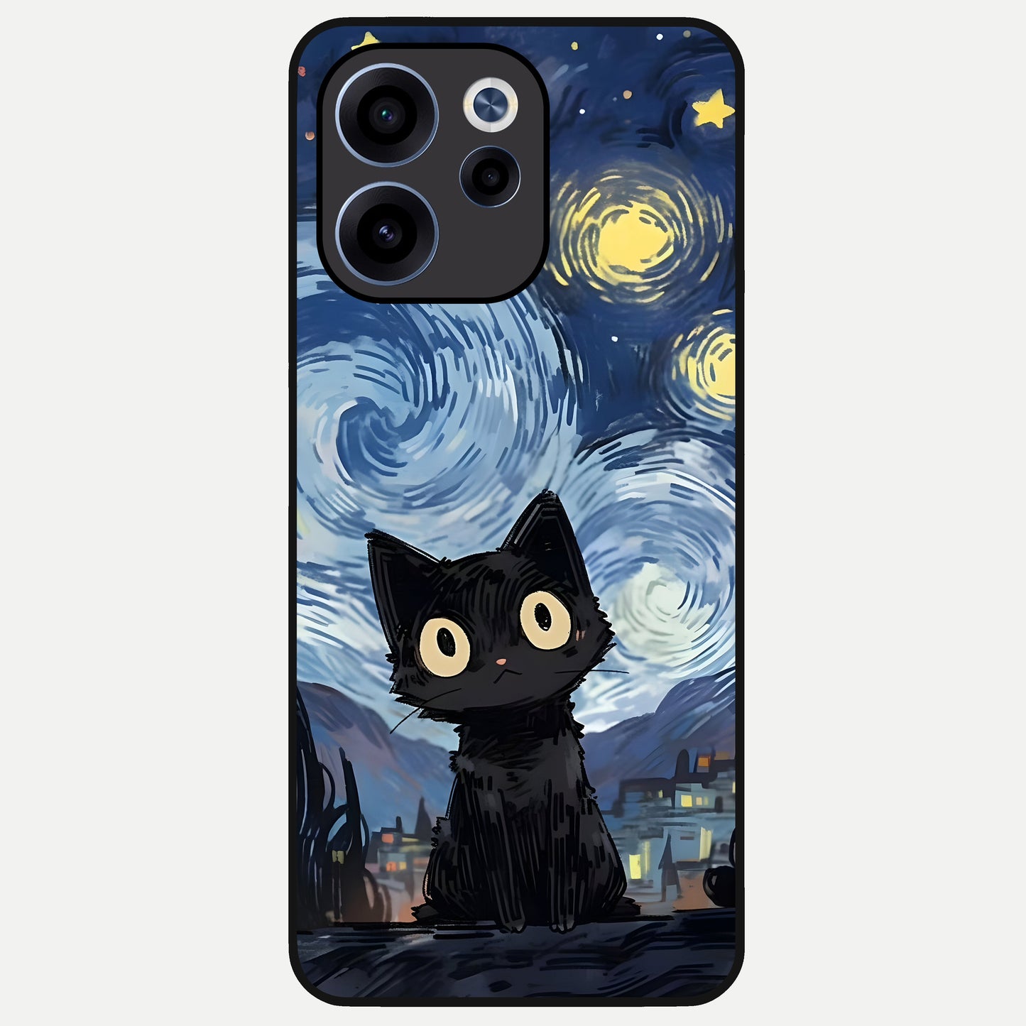  Van Gogh Cat Glass Case For Oppo Reno 15c back cover – full design glossy printed glass finish