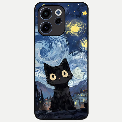  Van Gogh Cat Glass Case For Oppo Reno 15c back cover – full design glossy printed glass finish