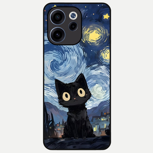  Van Gogh Cat Glass Case For Oppo Reno 15c back cover – full design glossy printed glass finish
