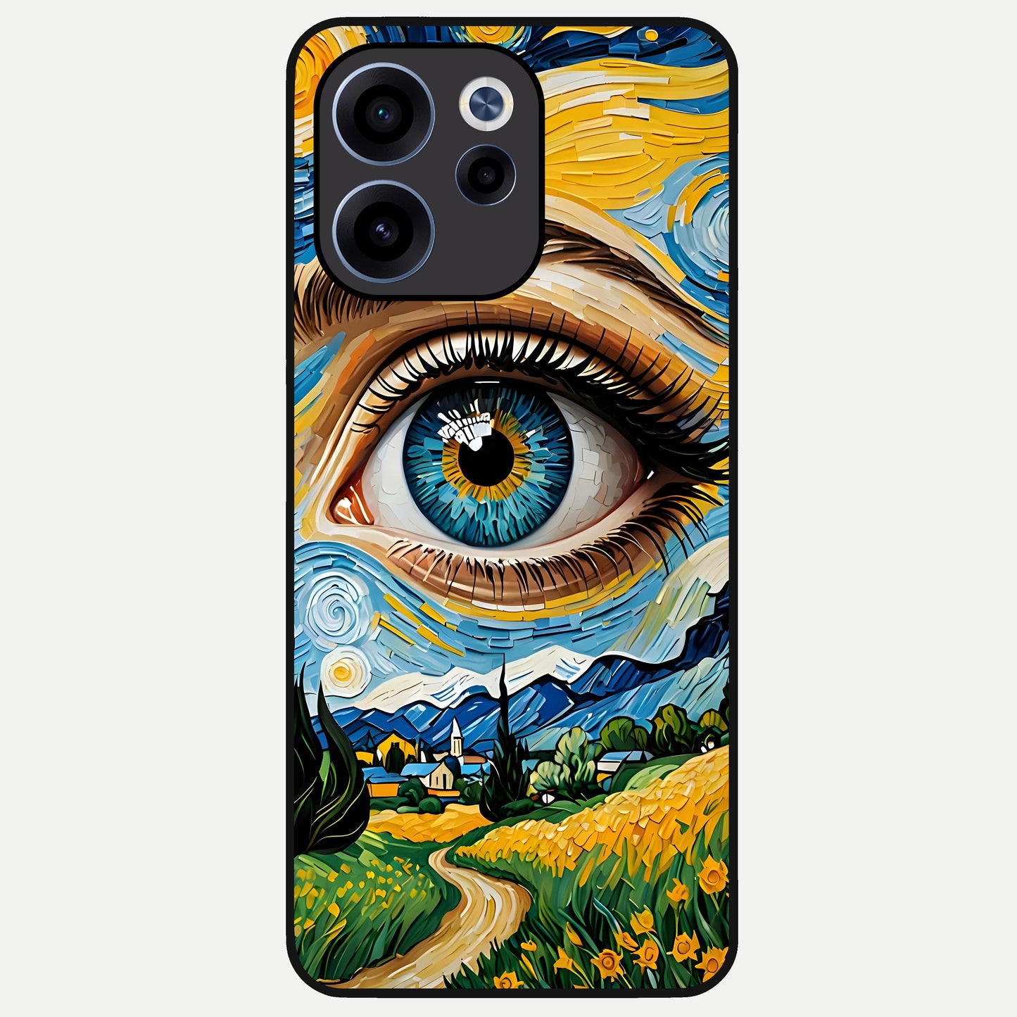  Van Gogh Eye Glass Case For Oppo Reno 15c back cover – full design glossy printed glass finish
