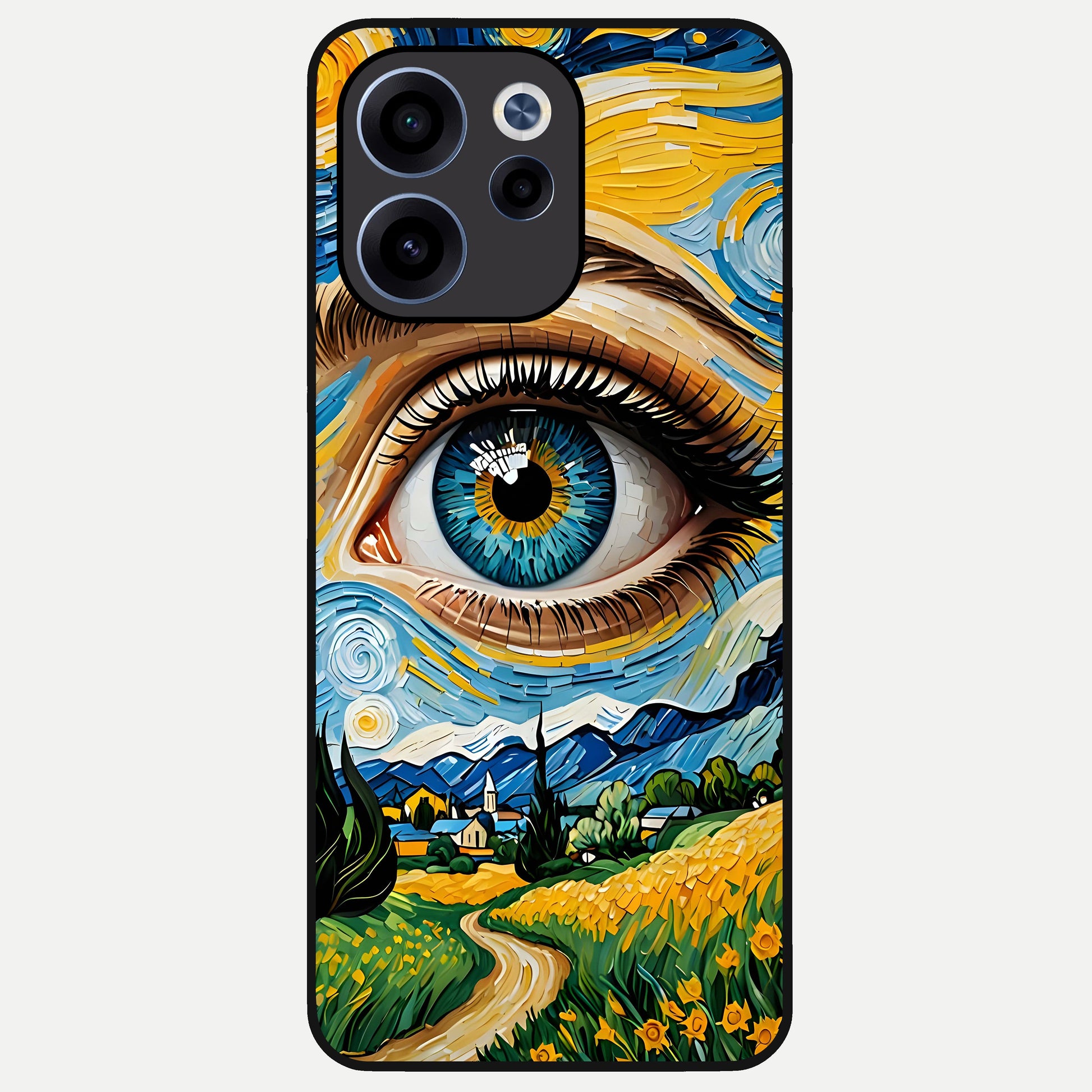  Van Gogh Eye Glass Case For Oppo Reno 15c back cover – full design glossy printed glass finish