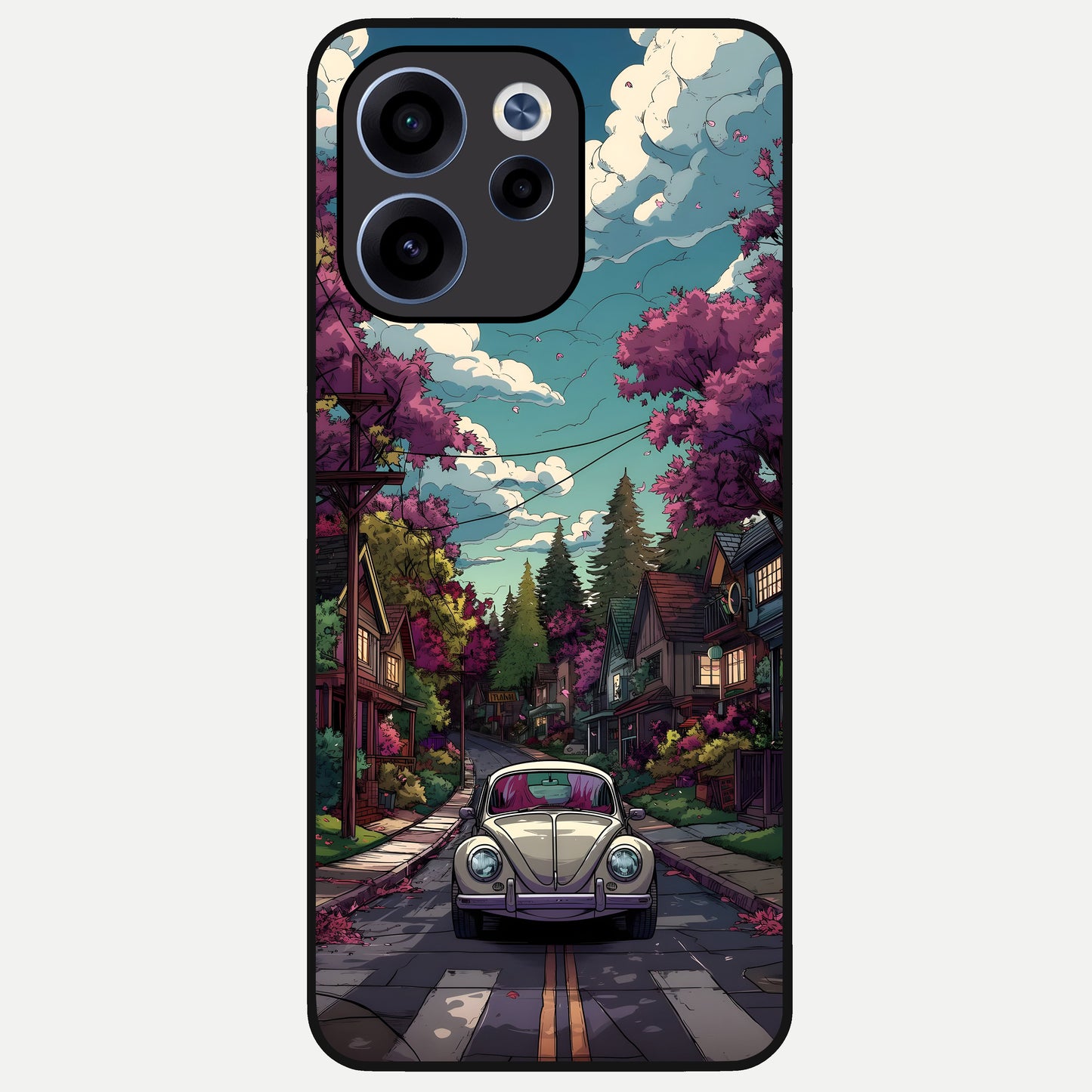  Vintage Street Drive Glass Case For Oppo Reno 15c back cover – full design glossy printed glass finish