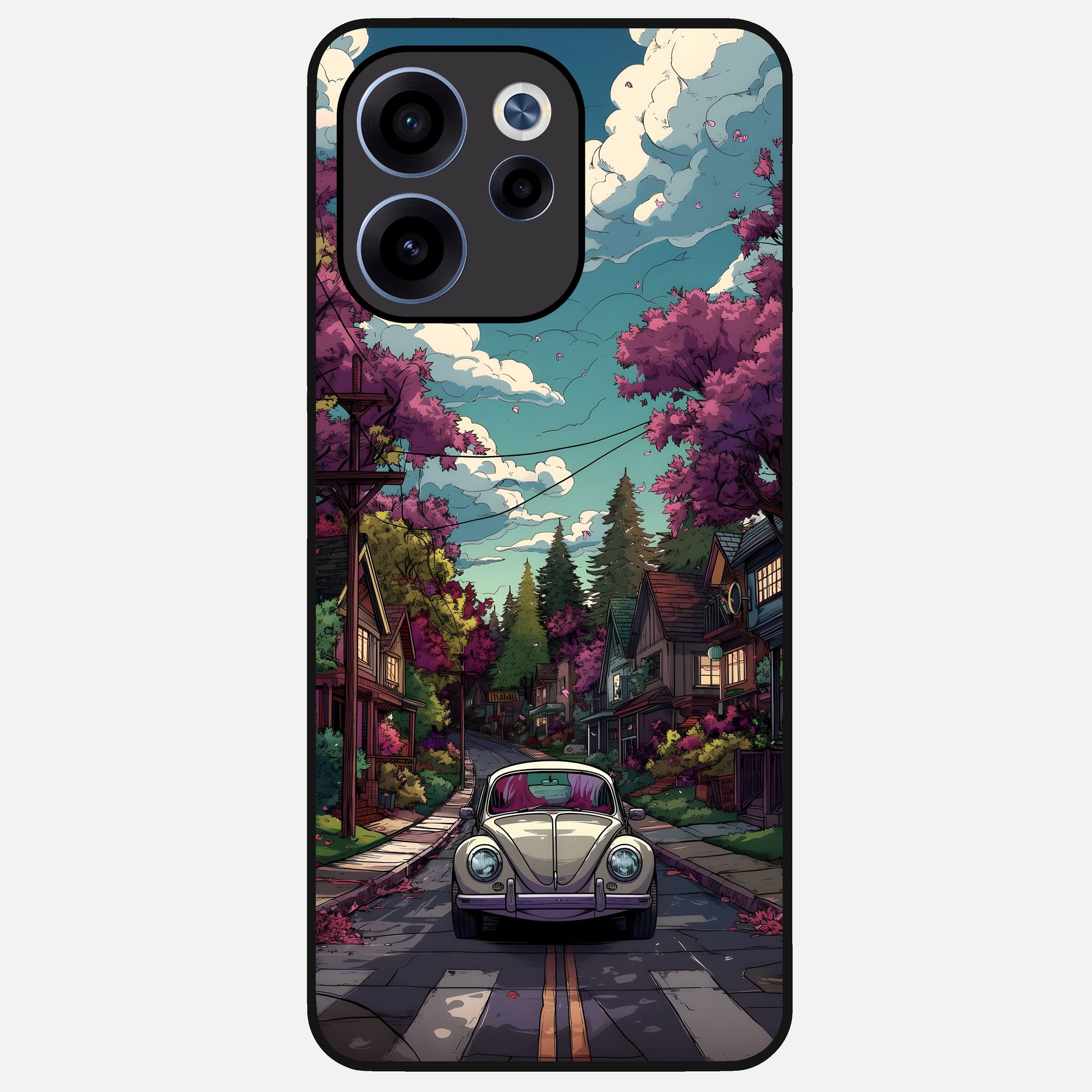  Vintage Street Drive Glass Case For Oppo Reno 15c back cover – full design glossy printed glass finish