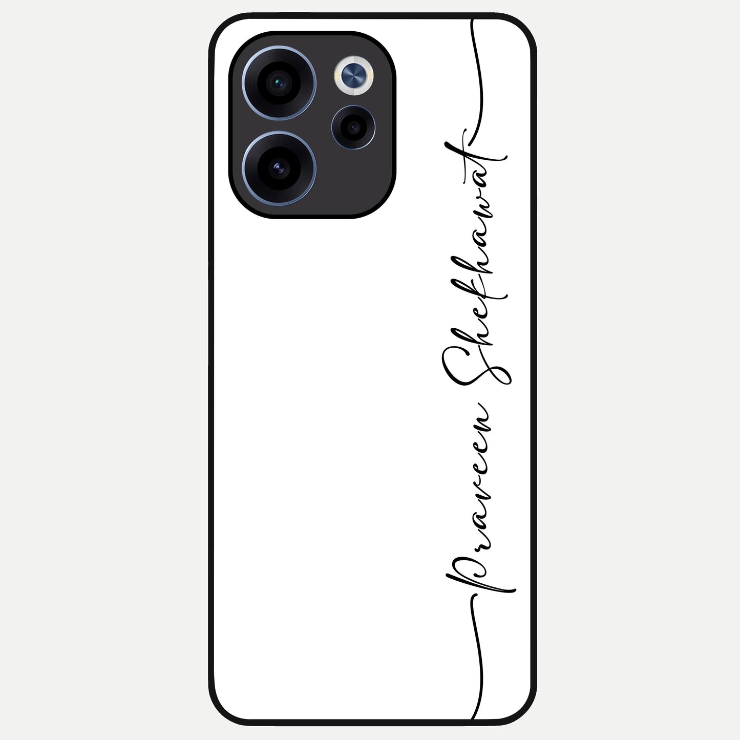  White Tune Custom Name Glass Case For Oppo Reno 15c back cover – personalized glossy printed glass finish