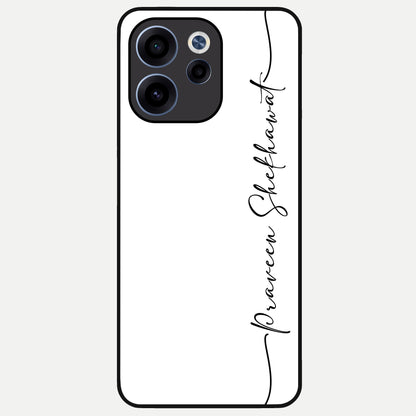  White Tune Custom Name Glass Case For Oppo Reno 15c back cover – personalized glossy printed glass finish