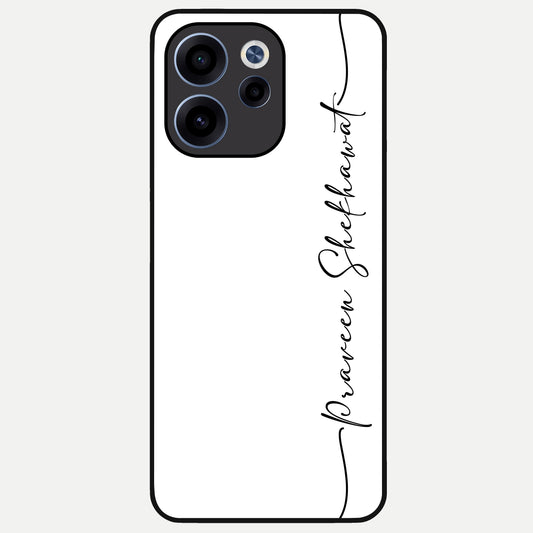  White Tune Custom Name Glass Case For Oppo Reno 15c back cover – personalized glossy printed glass finish