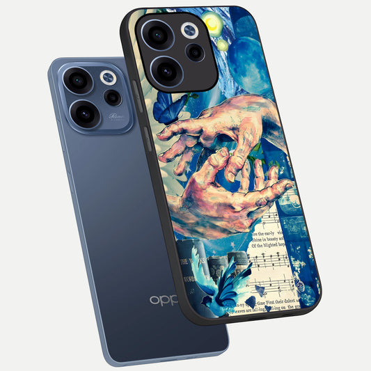  Aesthetic Divider phone case For Oppo Reno 15c showing premium glass back cover with detailed artwork