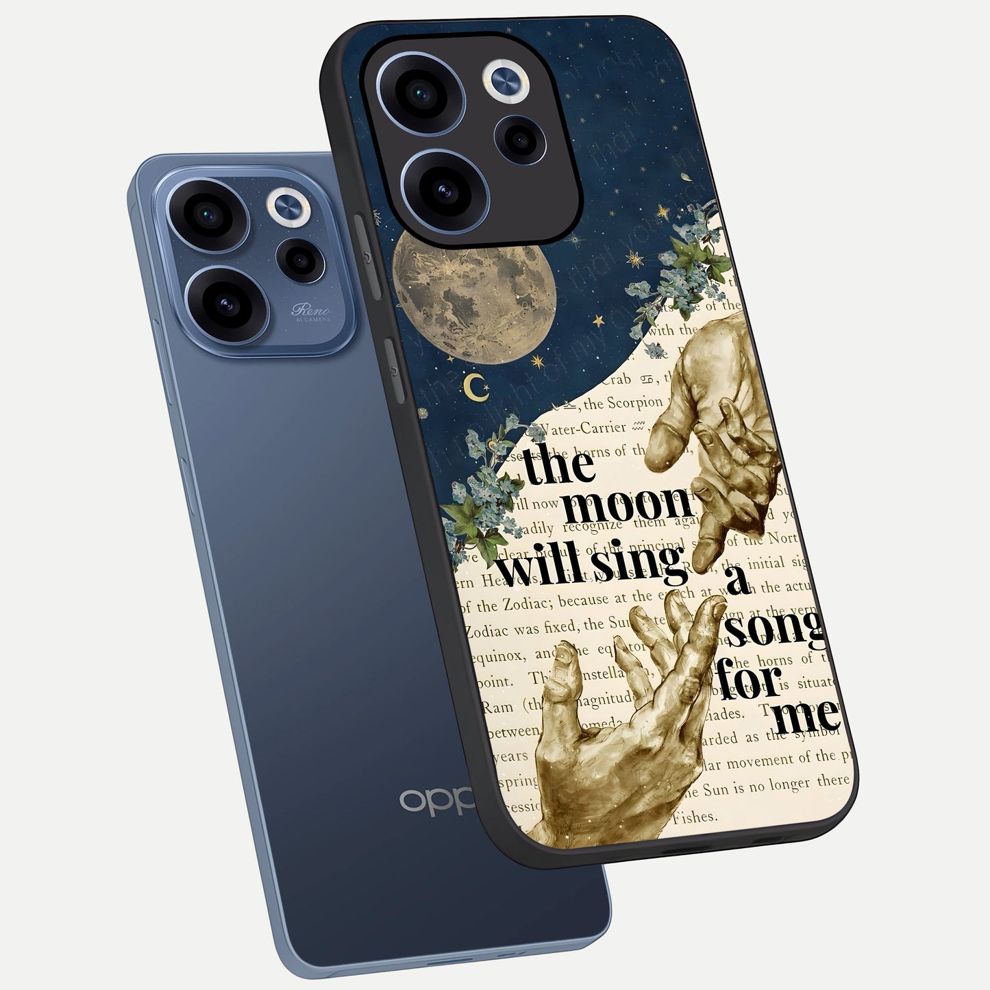 Aesthetic Divine phone case For Oppo Reno 15c showing premium glass back cover with detailed artwork
