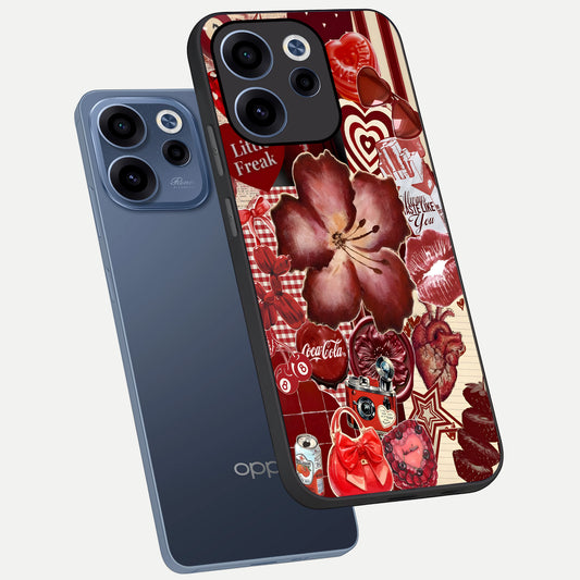  Aesthetic Little Freak phone case For Oppo Reno 15c showing premium glass back cover with detailed artwork